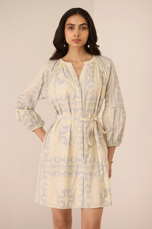 Aria Mini Paisley Blue Dress