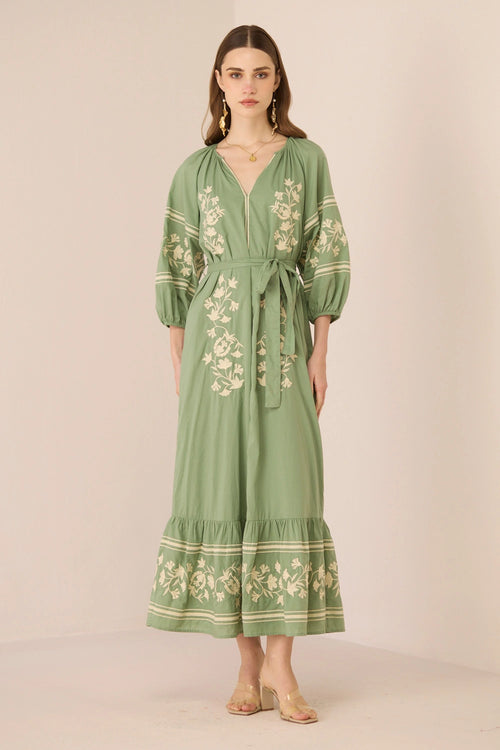 Celia Maxi Epsom Green Dress