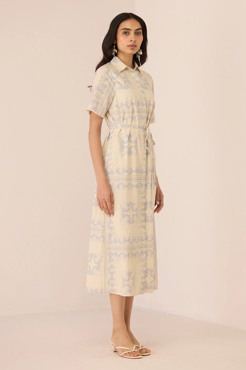 Aster Shirt Paisley Blue Dress