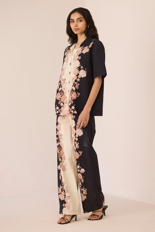 Meadow Noir Botanical Shirt with Pants Set