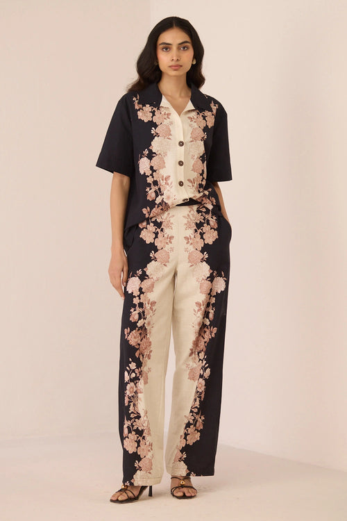 Meadow Noir Botanical Shirt with Pants Set