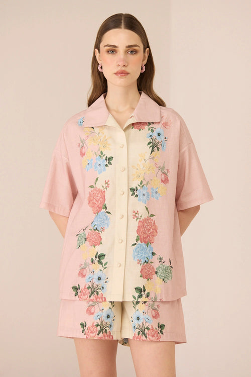 Shea Blush Botanical Shirt with Shorts Set