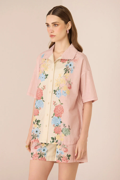 Shea Blush Botanical Shirt with Shorts Set