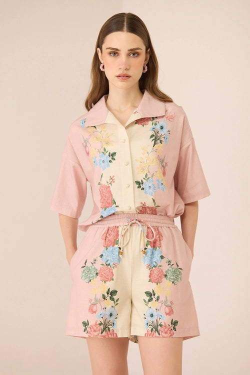 Shea Blush Botanical Shirt with Shorts Set