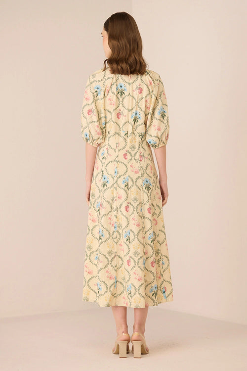 Rosewood Midi Botanical Lattice Dress