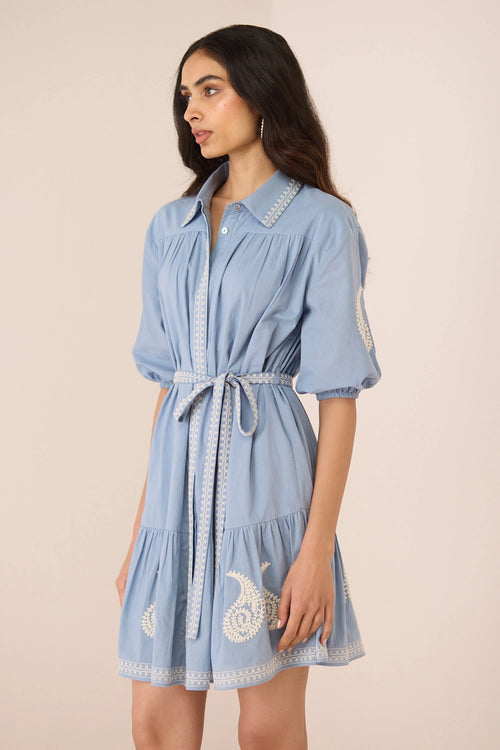 Lizzie Mini Dusty Blue Dress
