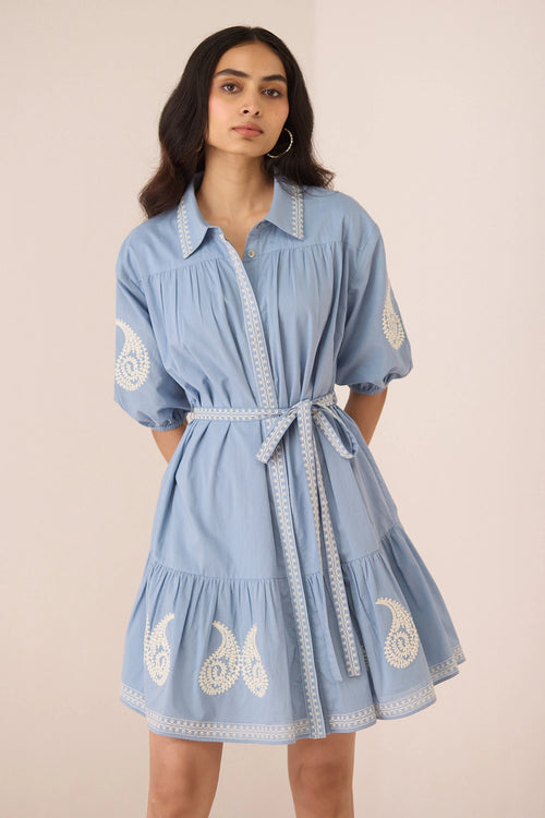 Lizzie Mini Dusty Blue Dress