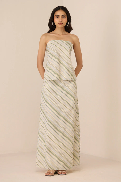 Josie Shoreline Stripe Top with Skirt Set
