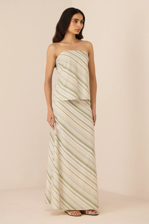 Josie Shoreline Stripe Top with Skirt Set