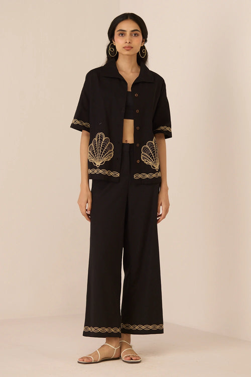 Jill Black Shirt with Pants Set