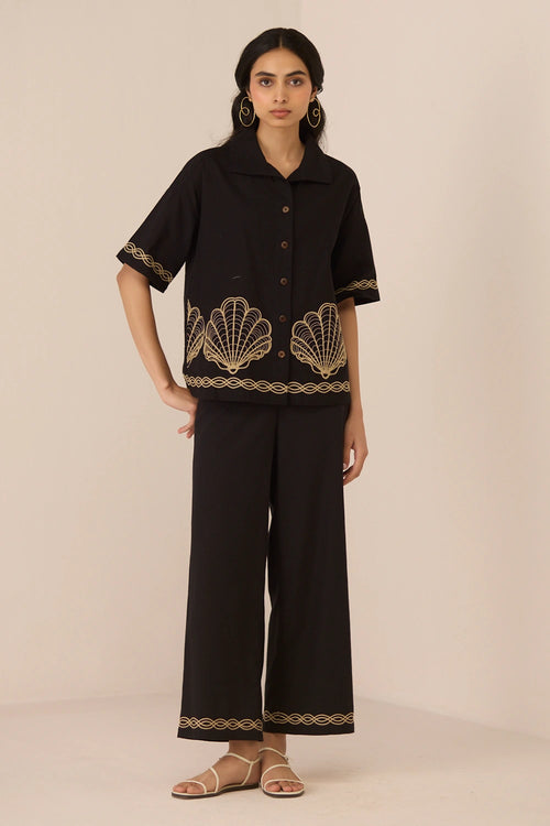 Jill Black Shirt with Pants Set