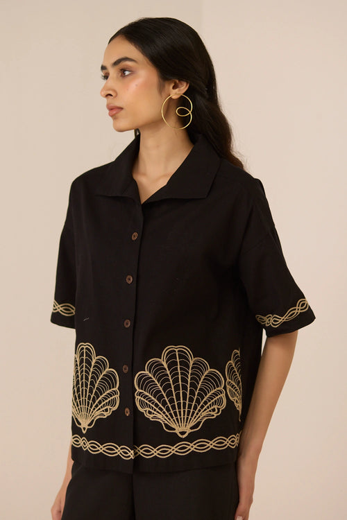 Jill Black Shirt with Pants Set