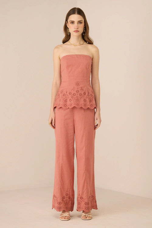 Kaia Coral Pink Top with Pants Set