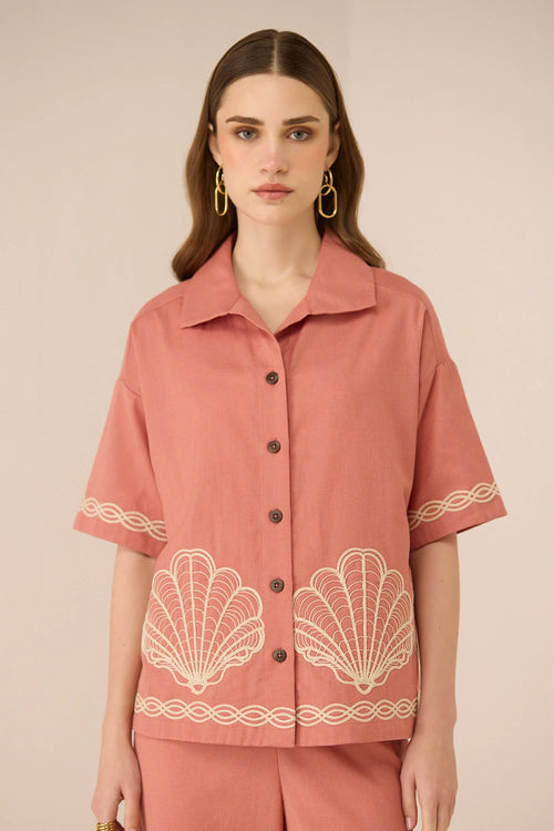 Jill Coral Pink Shirt with Pants Set