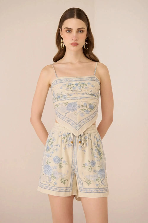 Malibu Azure Bloom Top with Shorts Set
