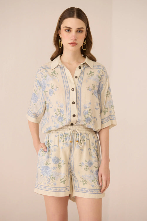 Malibu Azure Bloom Shirt with Shorts Set