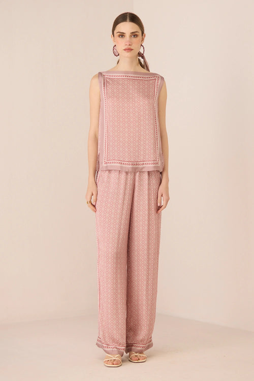 Willow Lattice Blush Top with Pants Set