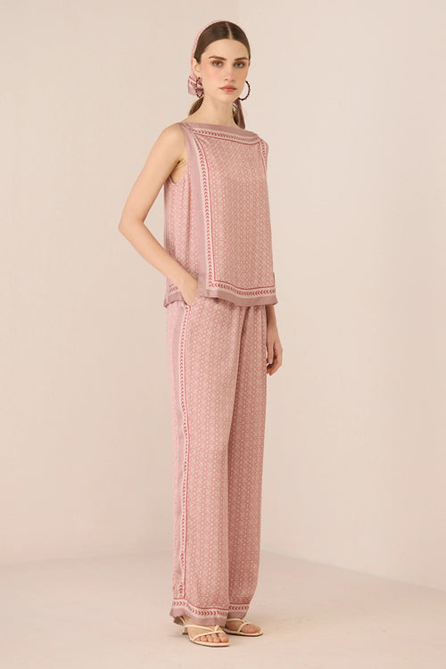 Willow Lattice Blush Top with Pants Set