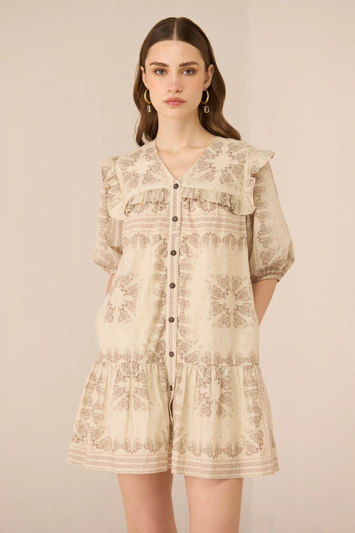 Aurora Mini Paisely Brown Dress