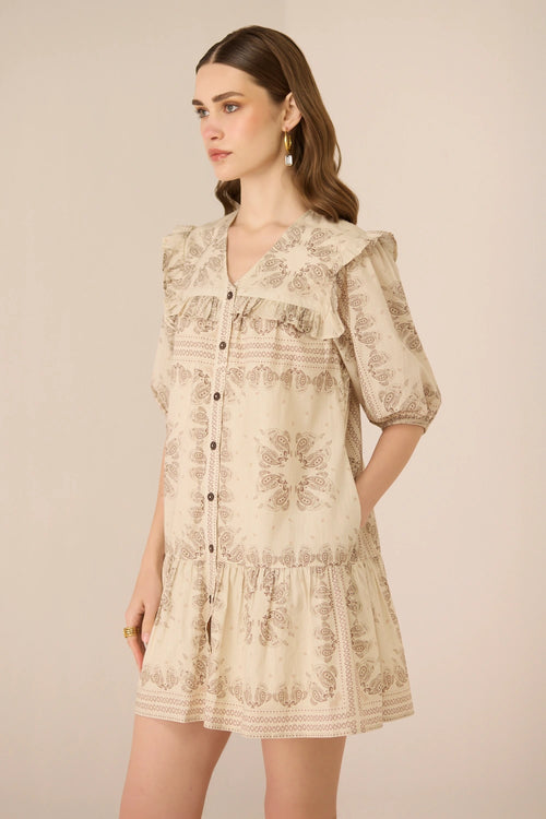 Aurora Mini Paisely Brown Dress