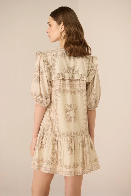 Aurora Mini Paisely Brown Dress