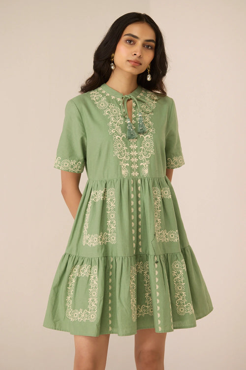 Grace Mini Epsom Green Dress