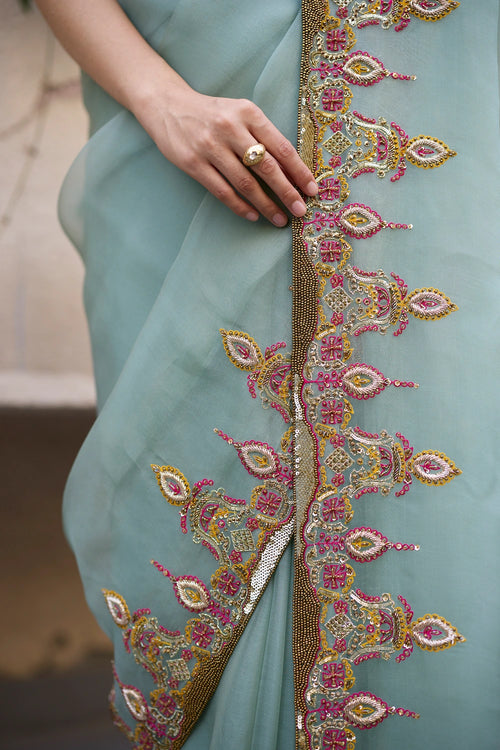 Blue Sajhili Saree