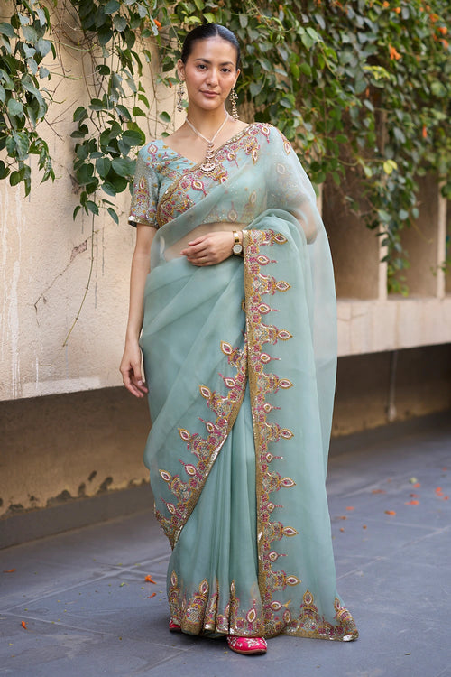 Blue Sajhili Saree