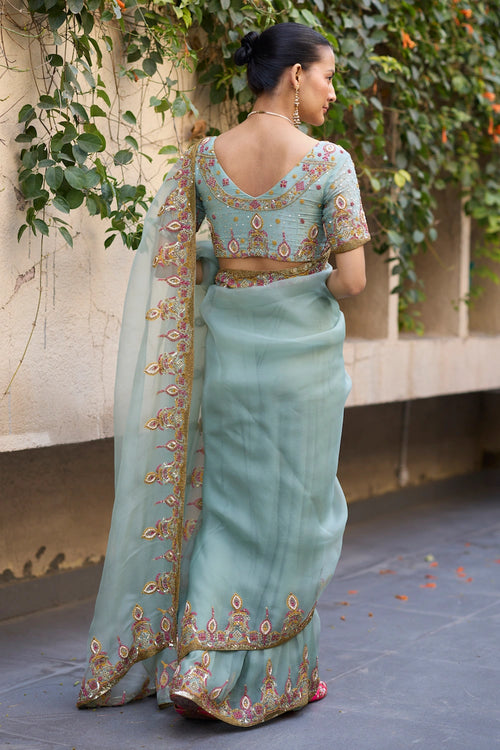 Blue Sajhili Saree