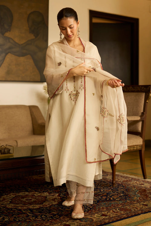 White Phulwari Suit with Dupatta