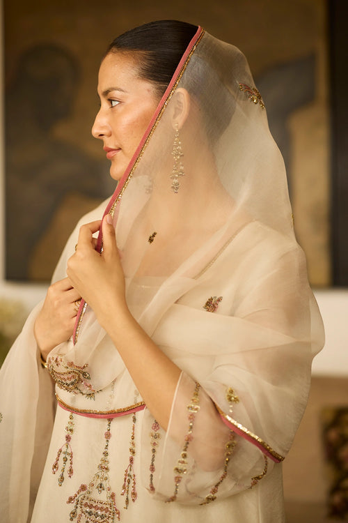 White Phulwari Suit with Dupatta