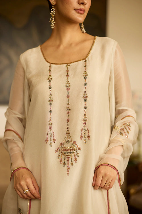 White Phulwari Suit with Dupatta