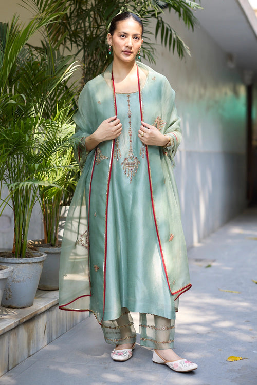Teal Phulwari Suit with Dupatta