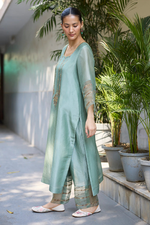 Teal Phulwari Suit with Dupatta