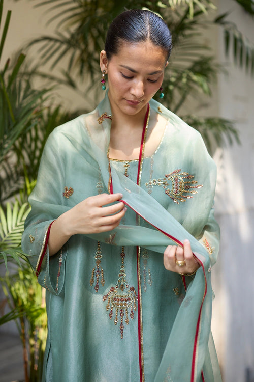 Teal Phulwari Suit with Dupatta