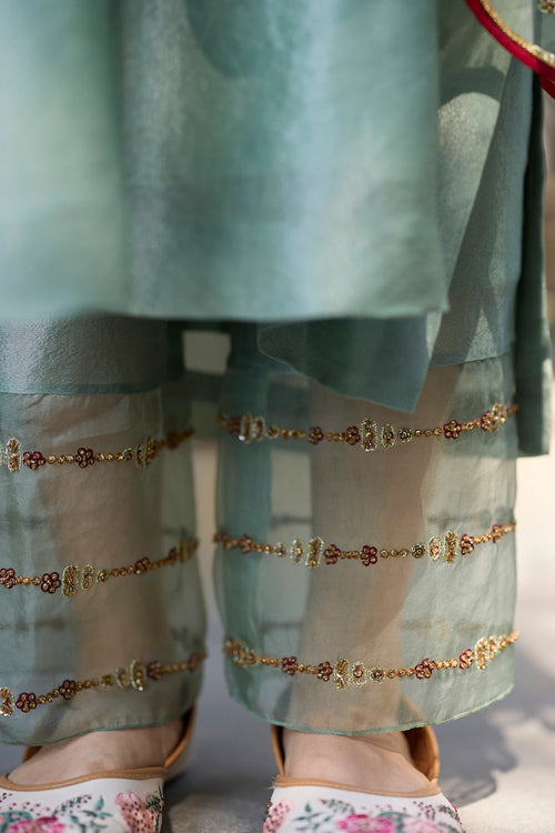 Teal Phulwari Suit with Dupatta