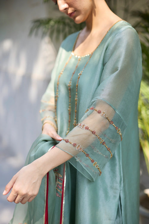 Teal Phulwari Suit with Dupatta