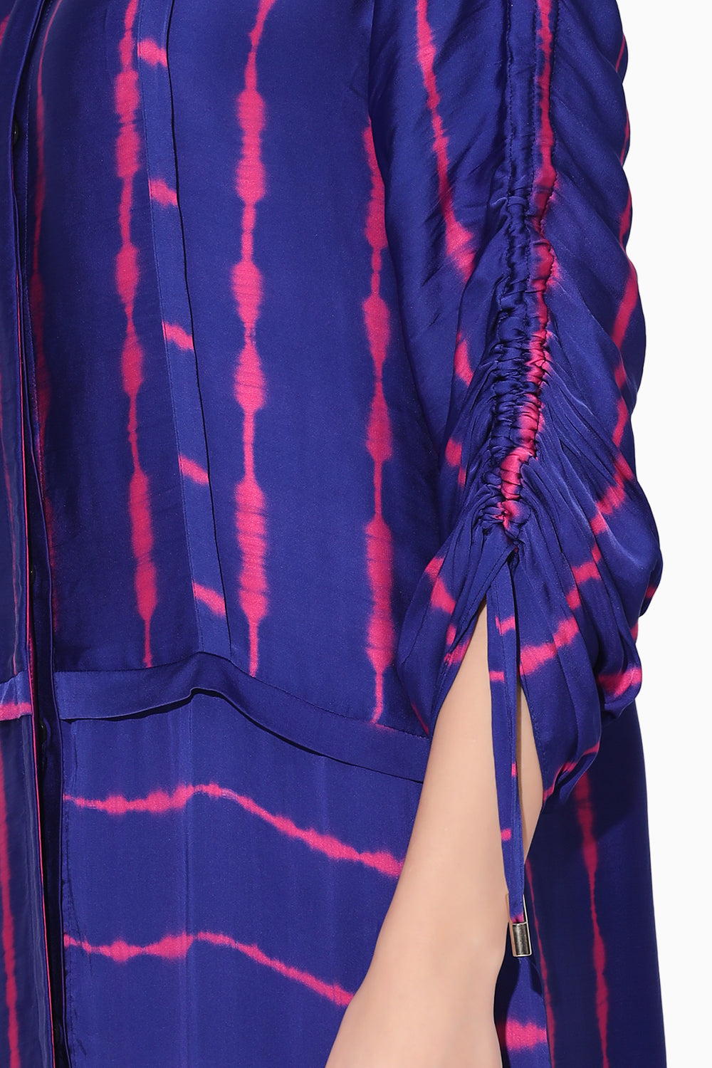 Zinnia Pink and Purple Shibori Stripe Shirt Dress