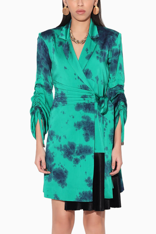 Green Nebula Wrap Jacket Dress