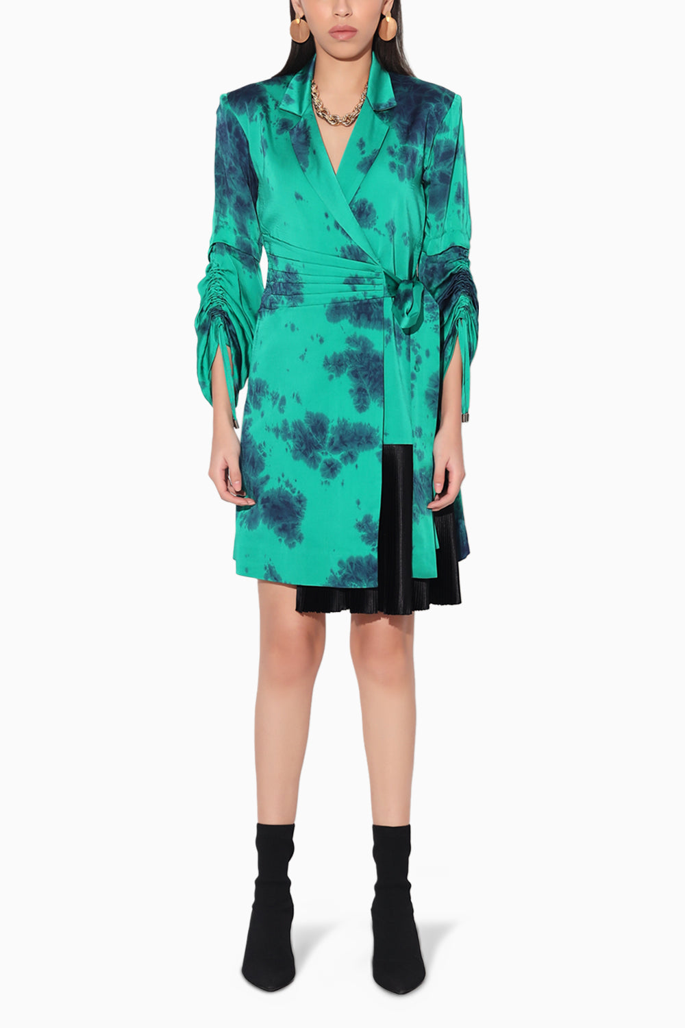 Green Nebula Wrap Jacket Dress