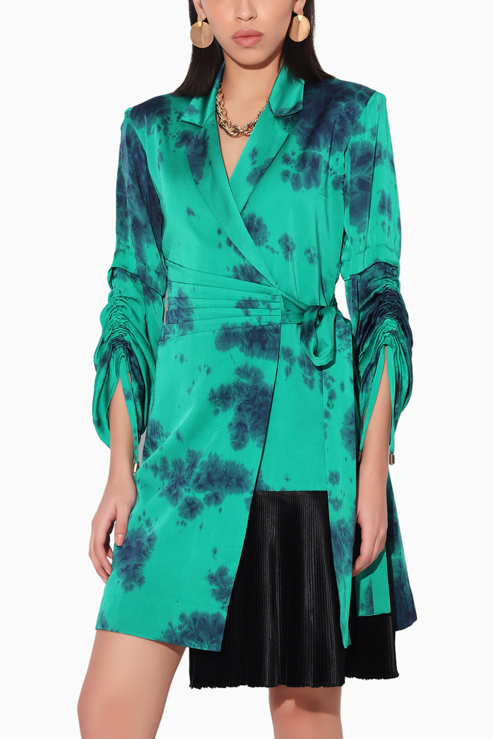 Green Nebula Wrap Jacket Dress