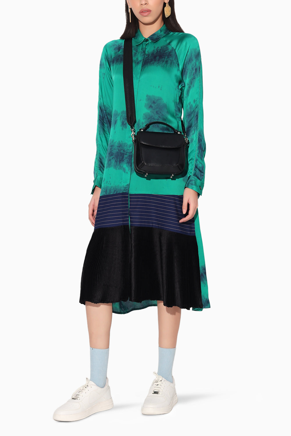 Solaris Tie Dye Green Shirt dress