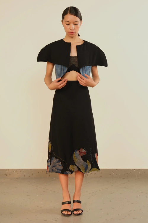 Transformed Cape Jacket And Sculpted Skirt Set