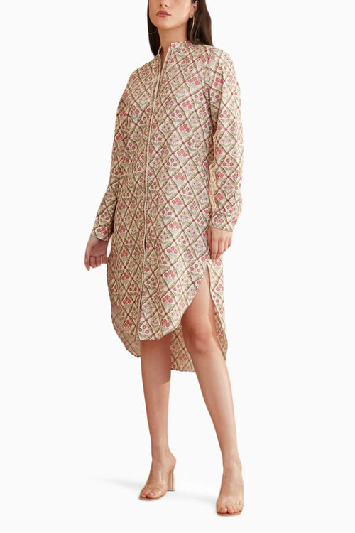 Red Bespoke Hi-Low Shirt Dress