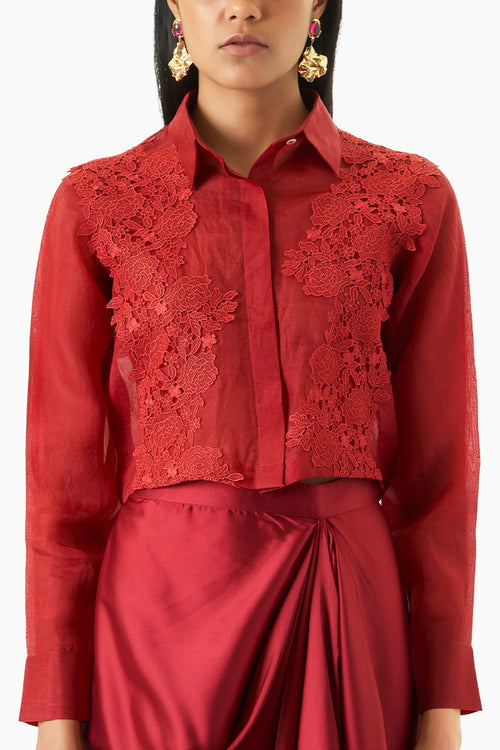 Red Cropped Portia Shirt