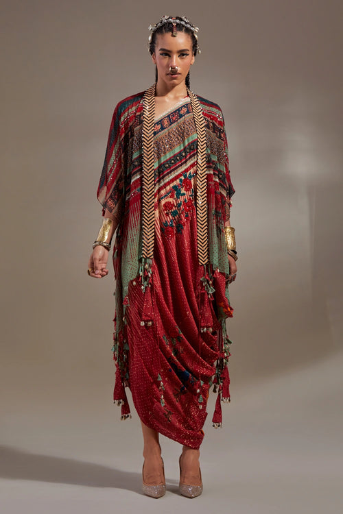 Sindoor Anka Veni Dupatta Jacket Set