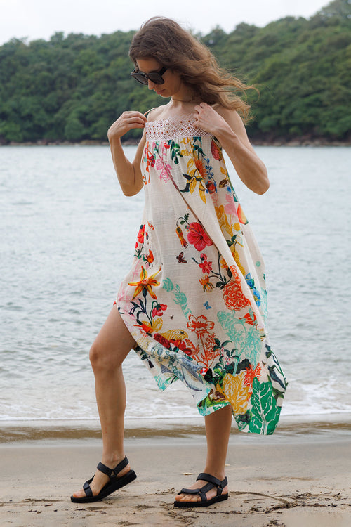 Cinnamon Crochet Bloom Maxi Dress