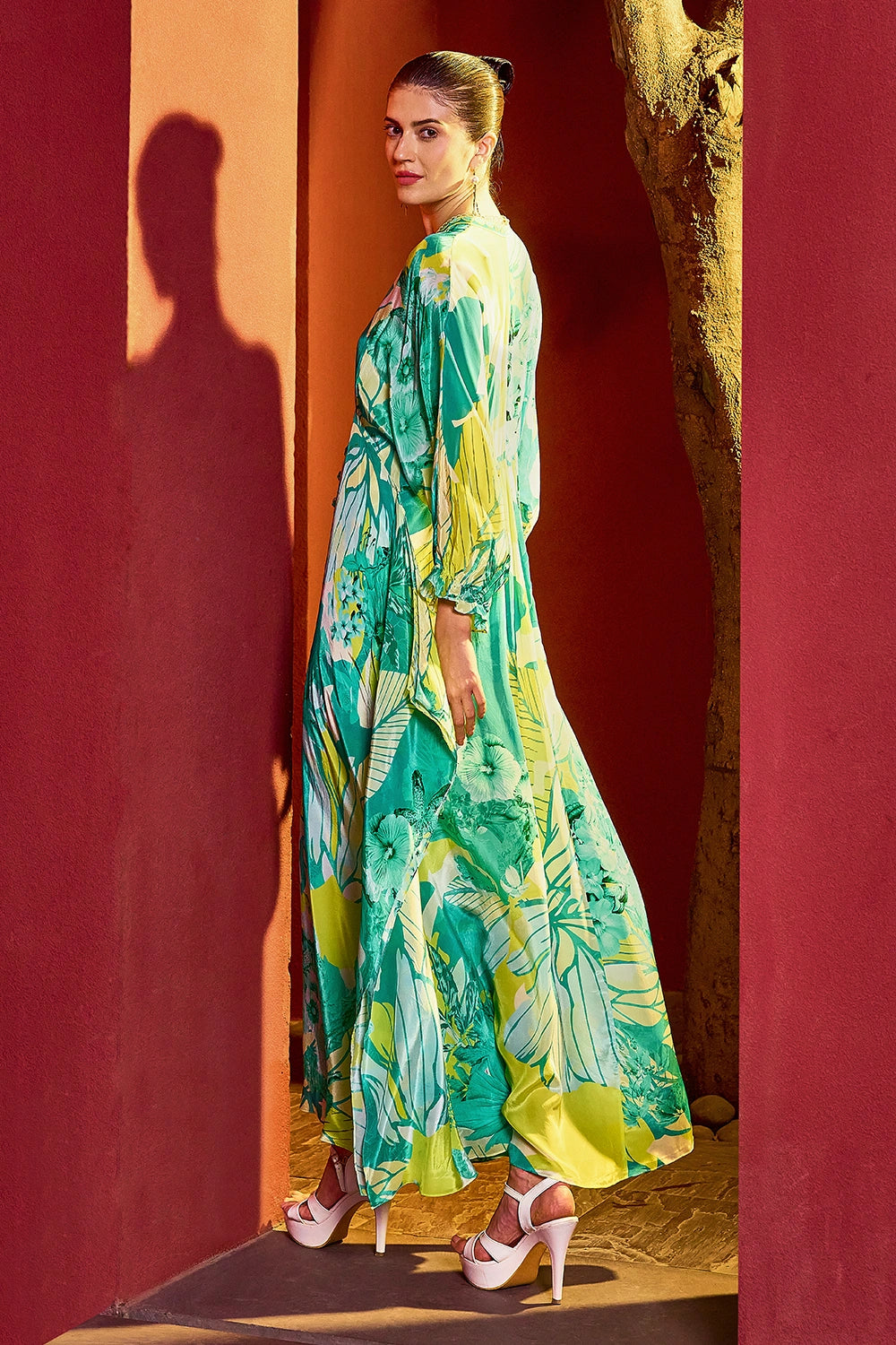 Green Hues Kaftan Dress