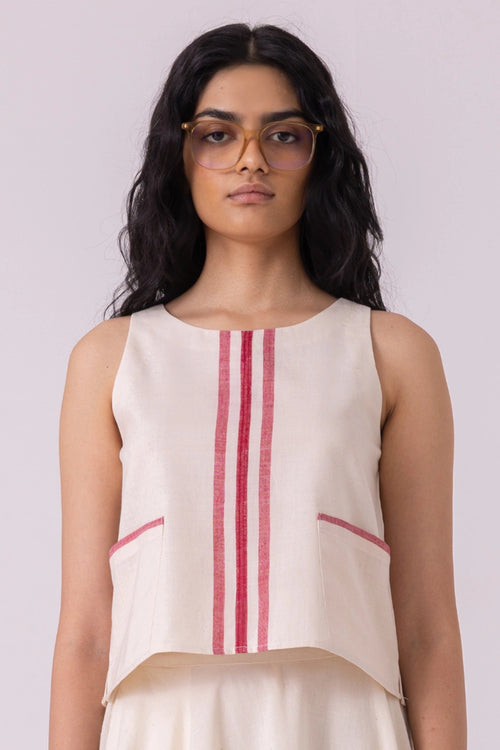Tris Off White Handwoven Top