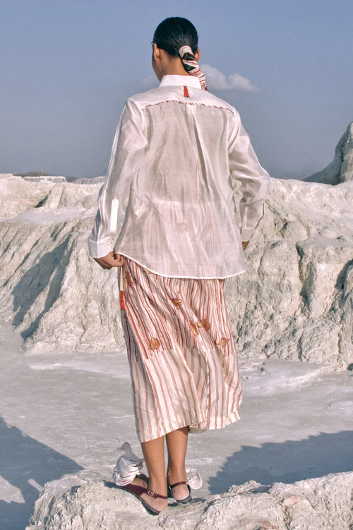 ⁠Htami Drawstring Panelled Skirt